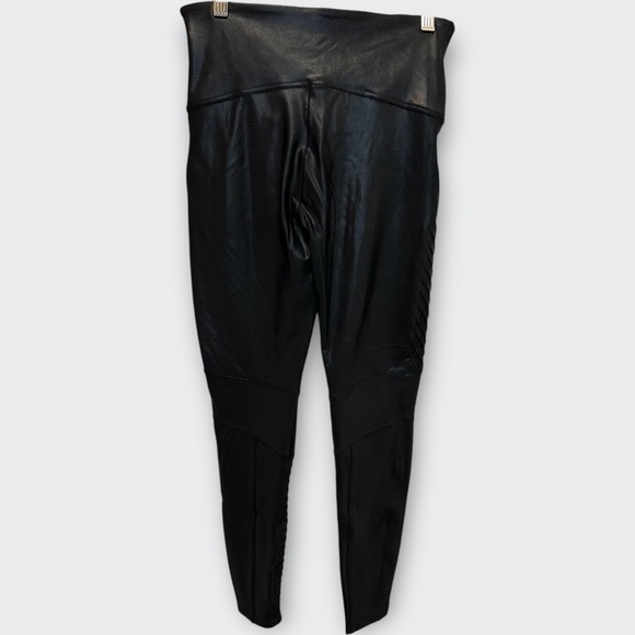 New SPANX Faux Leather Moto Leggings Black L | Edgy Biker Streetwear Athleisure - Picture 8 of 12